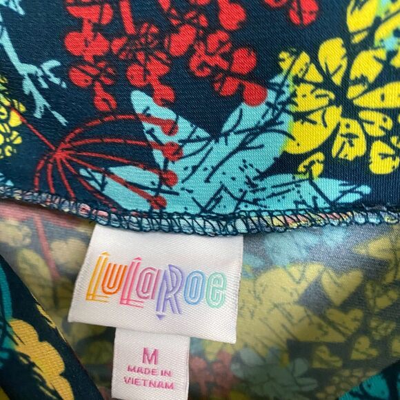 LuLaRoe Fit N Flare Skirt Medium Grafitti Floral Print Multicolor Knee Length - Picture 3 of 8